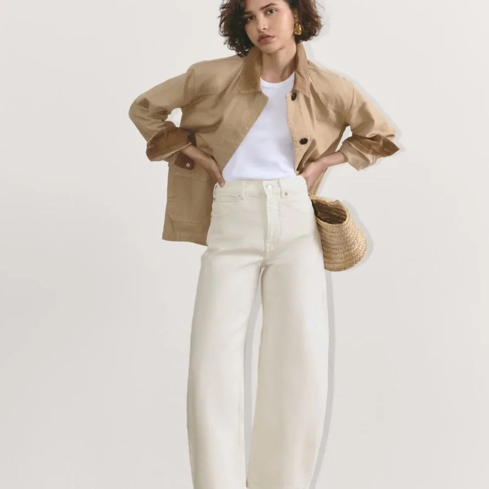Everlane Cream Way High Jeans  w a Barrel like leg - Picture 2 of 10
